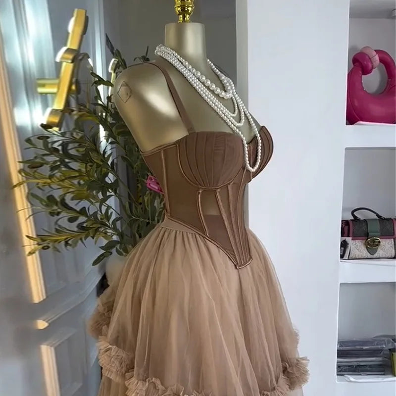 Spaghetti Strap Top and Pleated Skirt Dresses