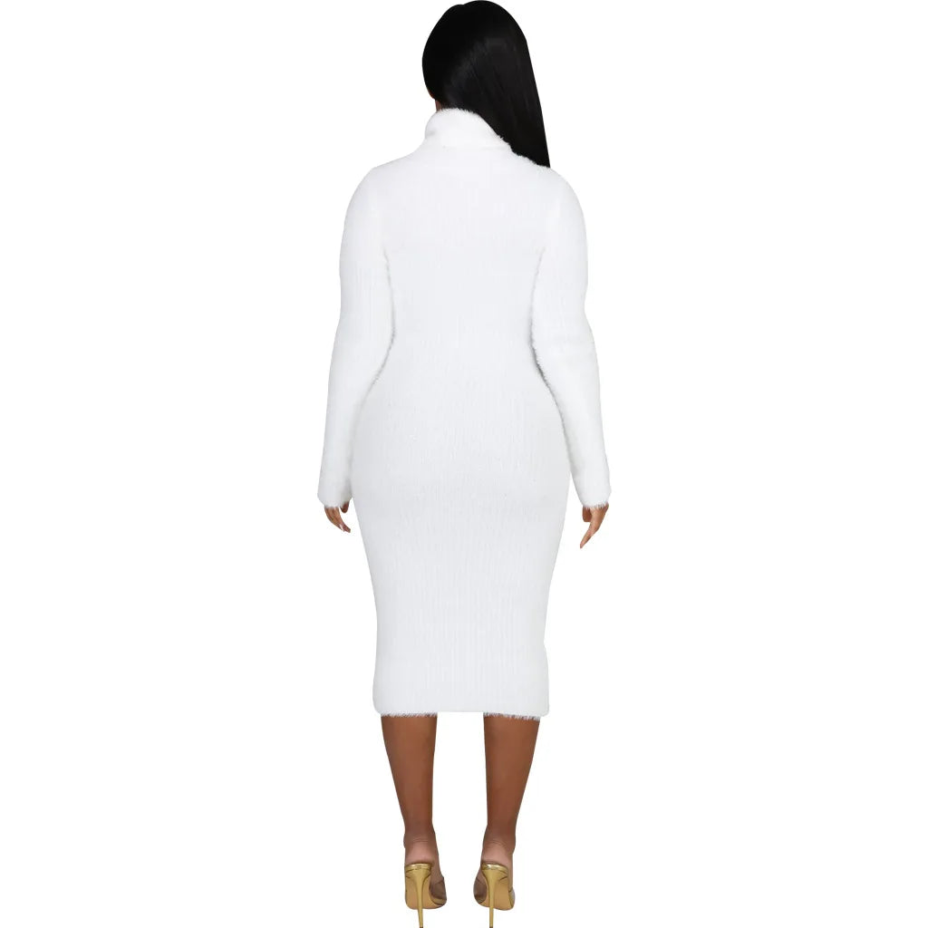 Solid color crew neck sweater dress JX5389