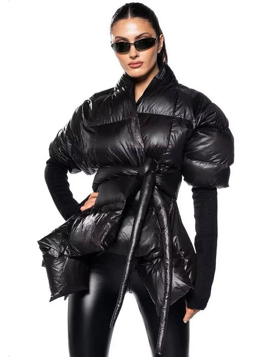 Celebrity High Quality Belt Thickened Bubble Coat