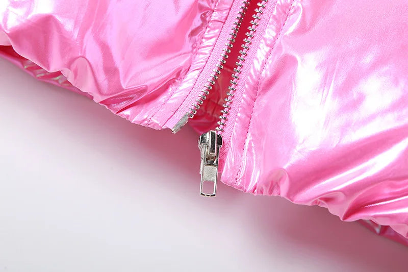 Shiny Pink Puffer Jackets