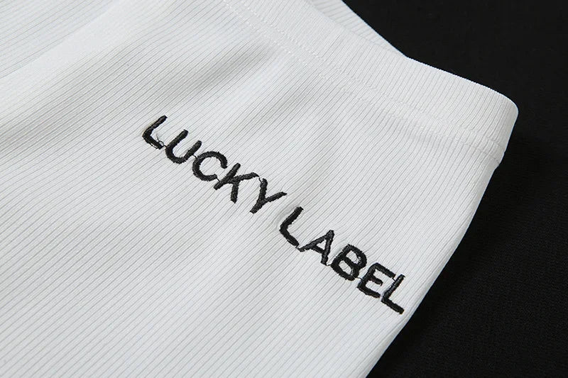 Winter Solid Lucky Label Letter Embroidery Two Piece Sets Women Sweatshirt+Leggings Casual Sporty Tracksuits Female