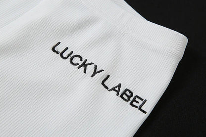 Winter Solid Lucky Label Letter Embroidery Two Piece Sets Women Sweatshirt+Leggings Casual Sporty Tracksuits Female
