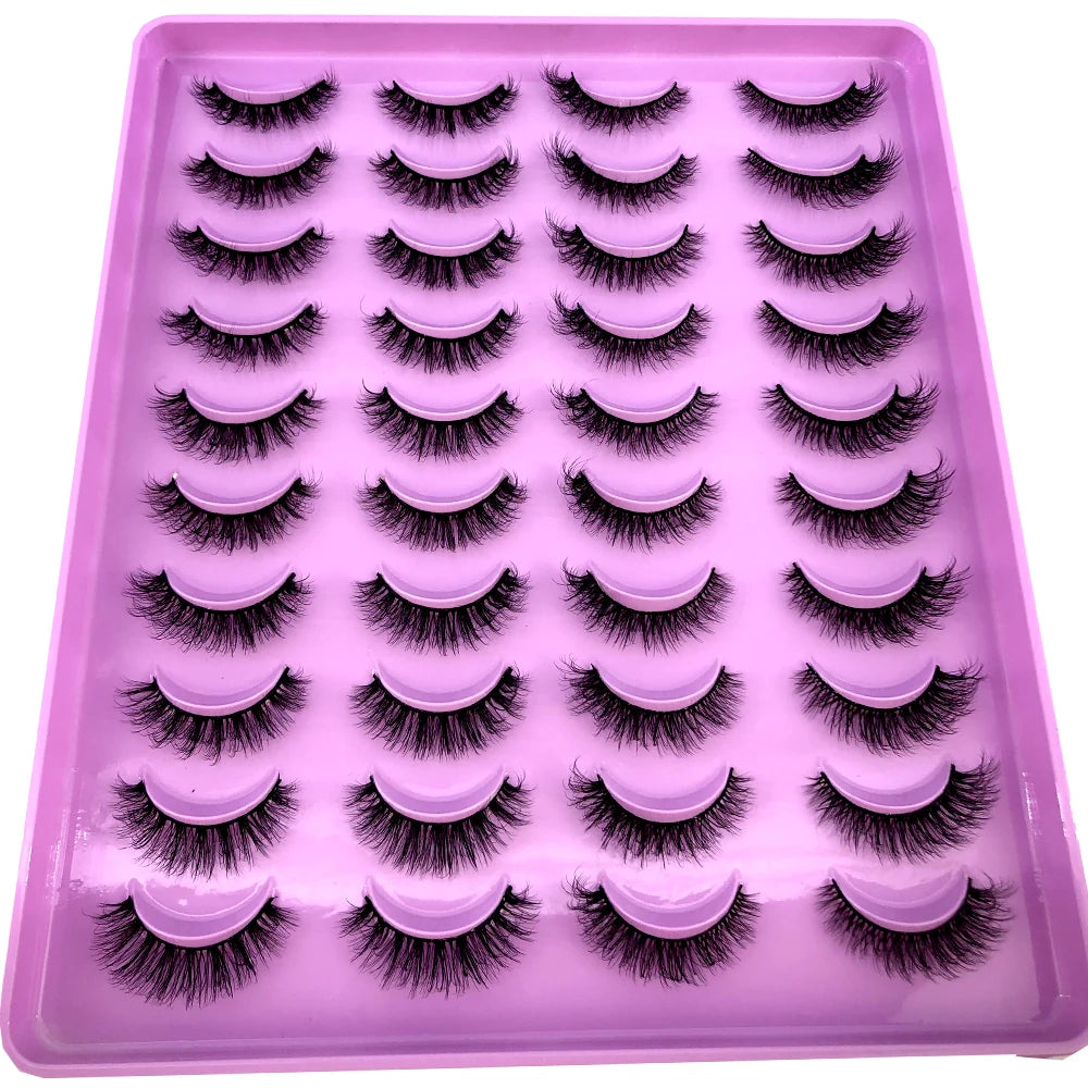 20 Pairs Natural long 3D Mink False Short Eyelashes