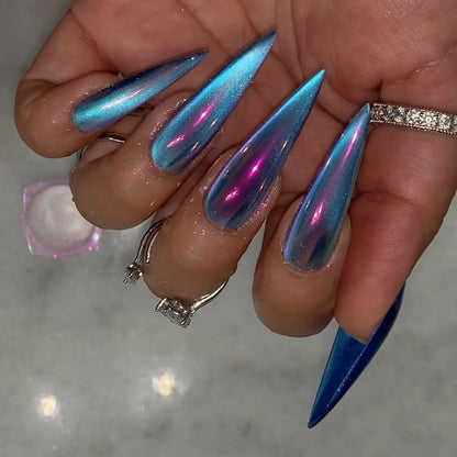 24Pc Long Stiletto Press on Nails Cherry Pink French False Nails with 3D Bow Pearls Design Detachable Acrylic Fake Nail Art Tips