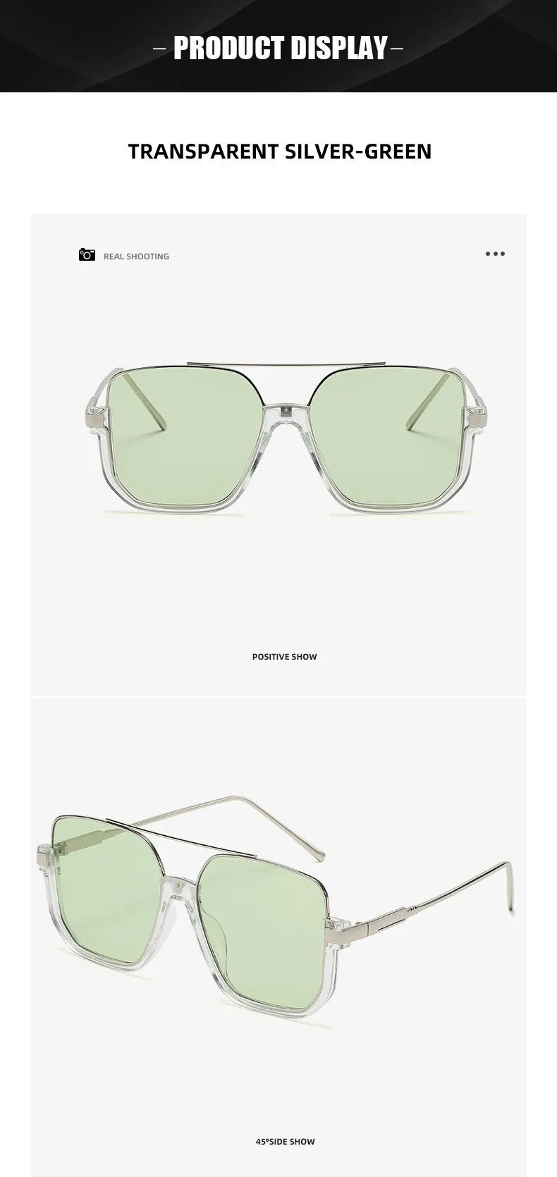 Oversized Square Design Uv400 Sunglasses