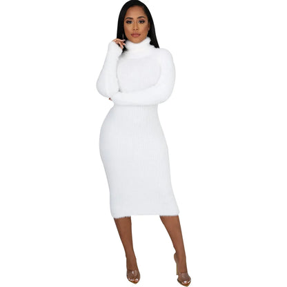 Solid color crew neck sweater dress JX5389