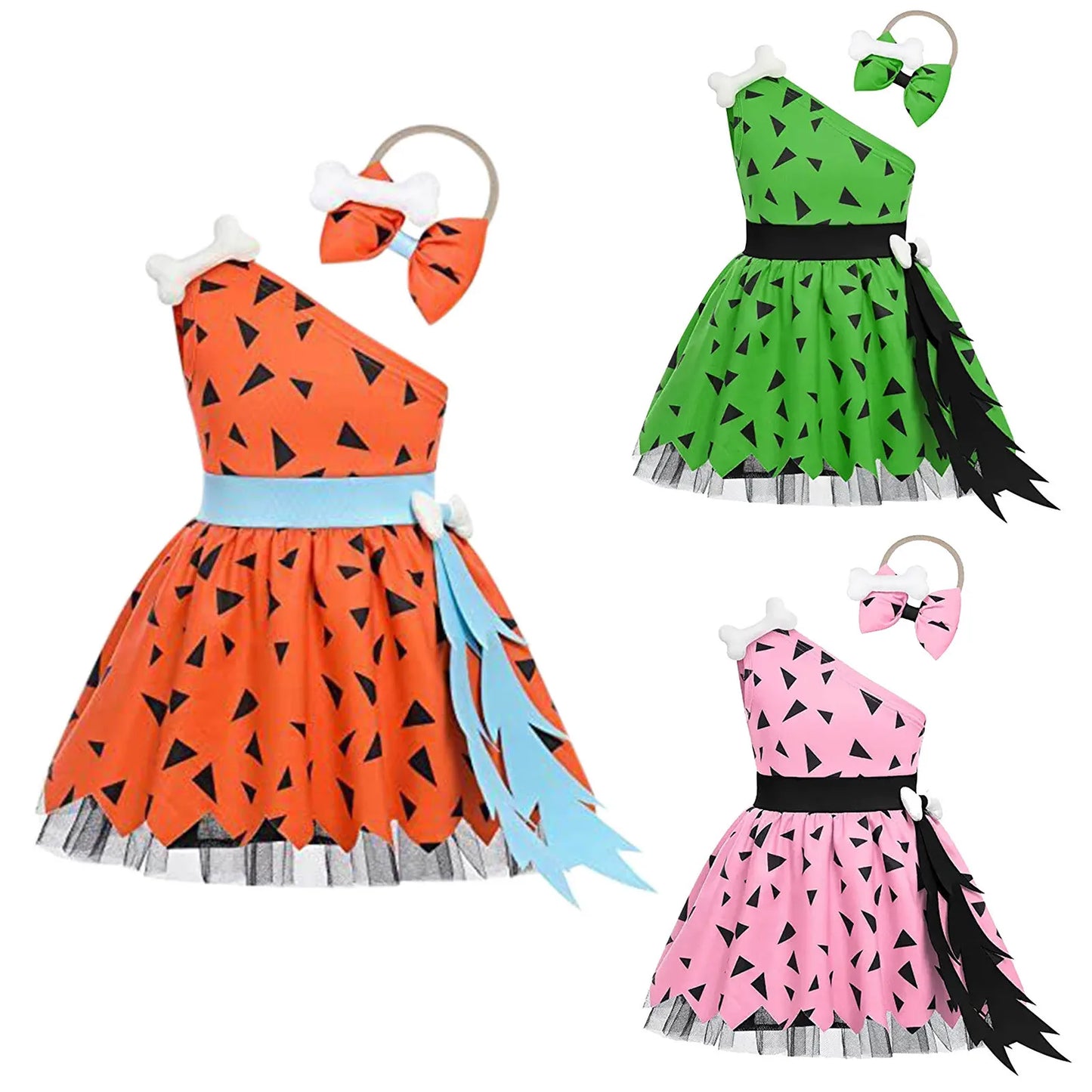 Halloween Elegant Dog Bones Historical Cavegirl Mesh Tulle Princess Dress Party Outfits