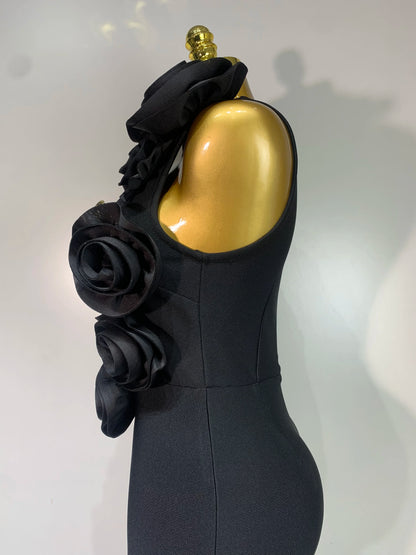 3D Flower Sleeveless Bodycon Bandage Dresses