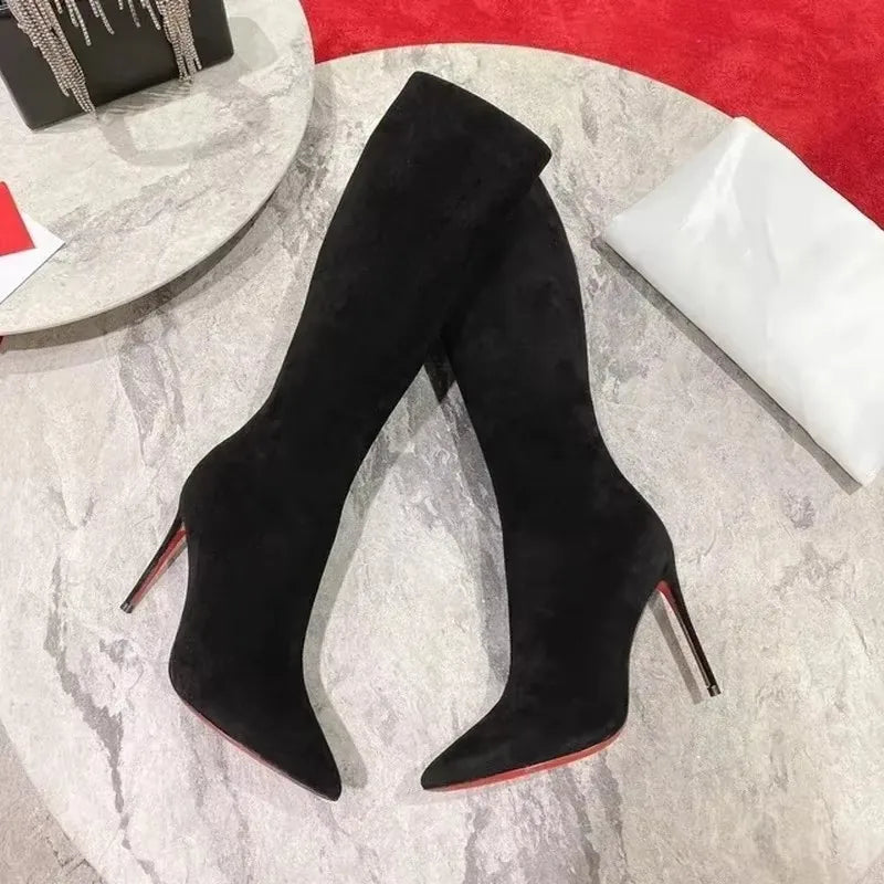 Jhenni Luxury Red Sole Pointed Toe Boots