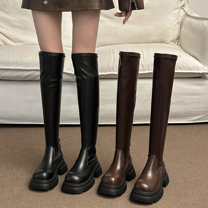 Alicia's Over The Knee PU Leather Non-Slip Boots (New Designer)