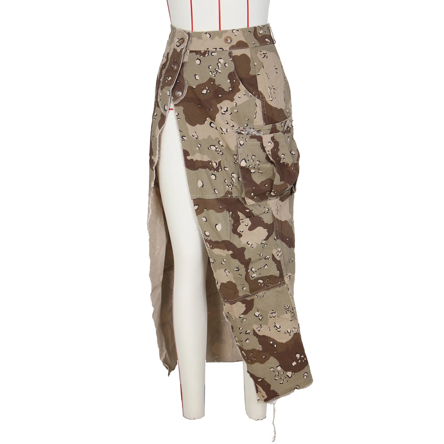 Camo Printing Casual Pockets Skirt (Split)