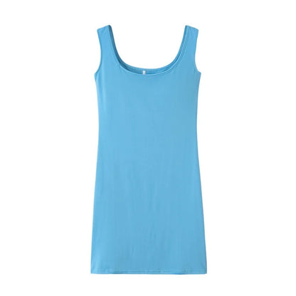 Solid Summer Strap Mini Dresses New Fashion Beach Vestidos