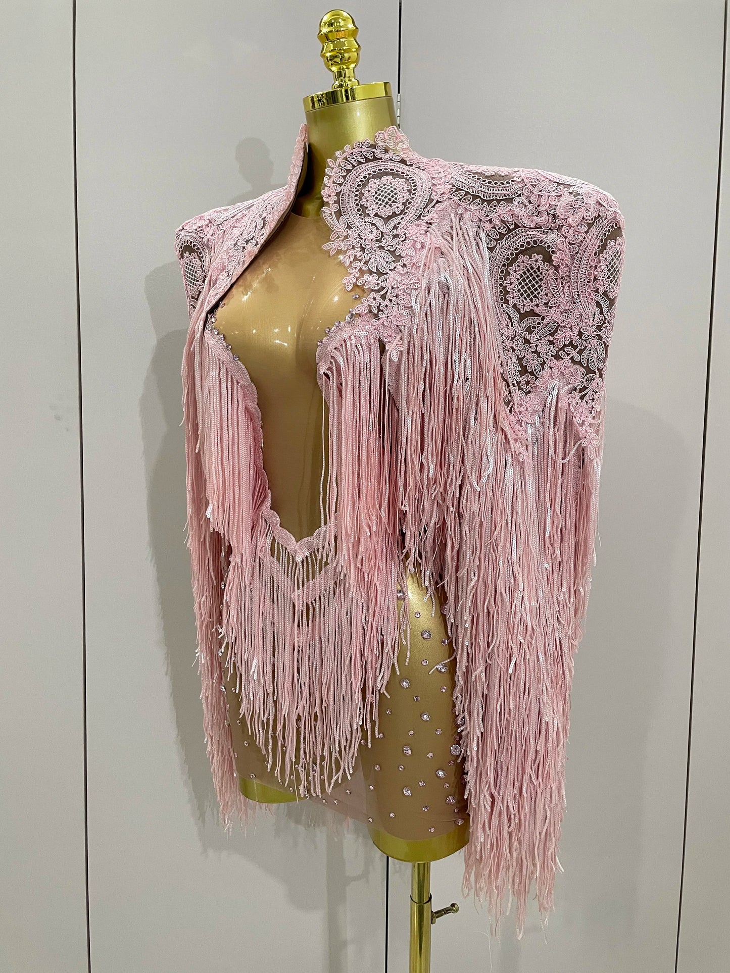 Luxury Sparkly Rhinestone Sequin Tassel Coat + Dress