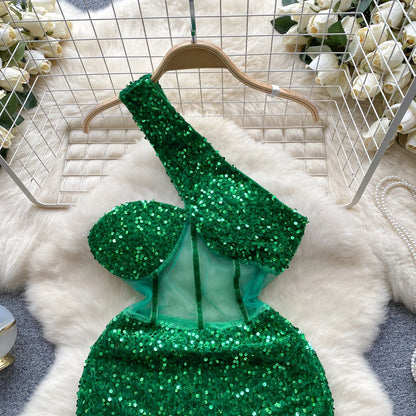 Glamour Off-Shoulder Sequin Dresses