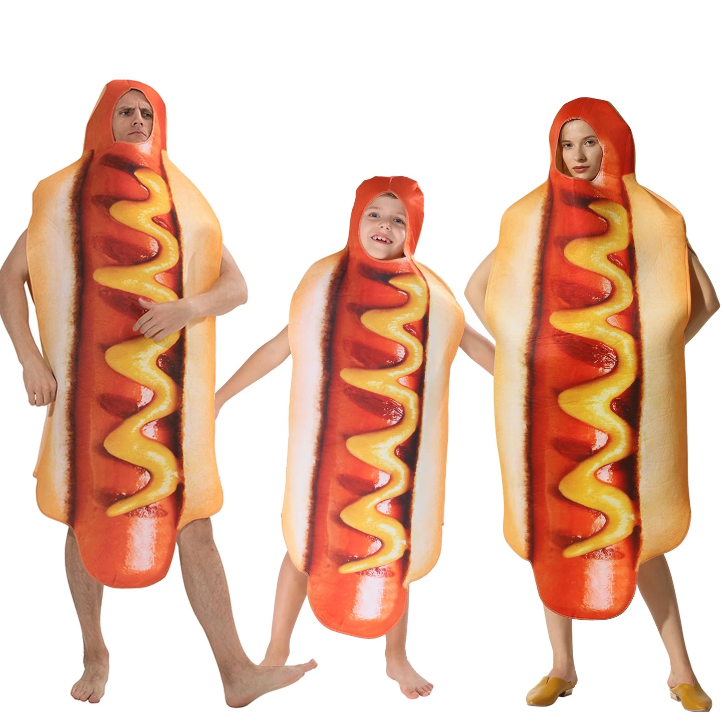 3D Print Hot Dog Costumes Halloween Family One-Piece Costume Carnival Food Costume