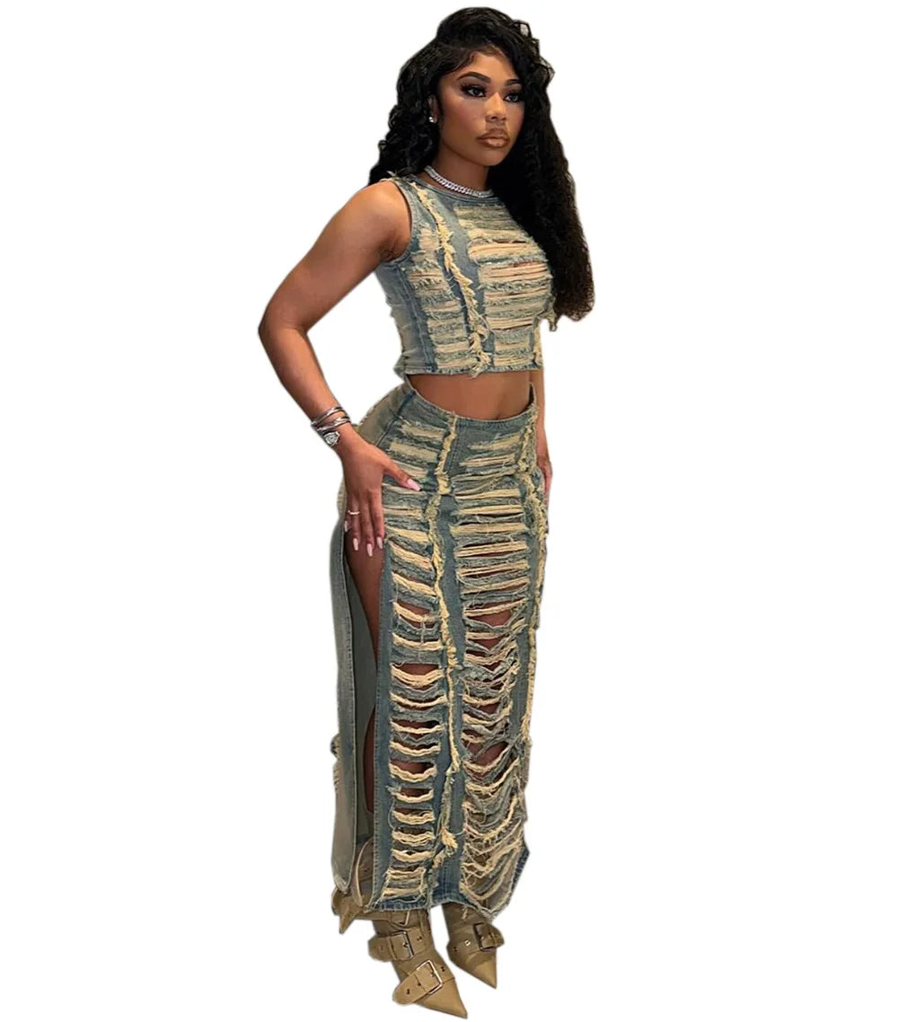 Danishe Slit Skirt Matching Sets Outfit