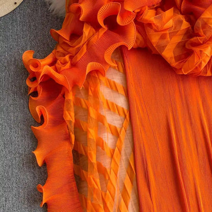 American Style V-neck Irregular Hem Design Dresses 22D1845