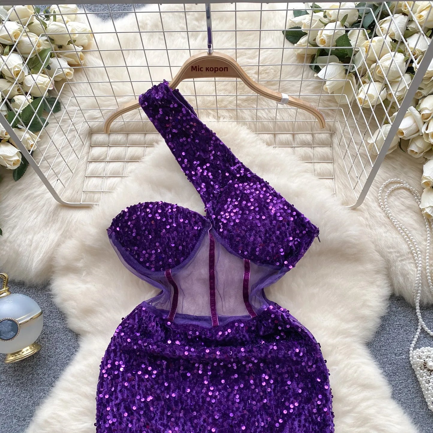 Glamour Off-Shoulder Sequin Dresses