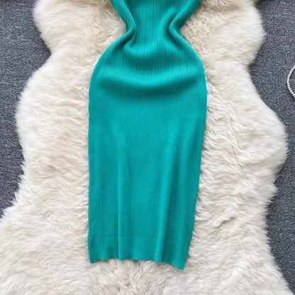 O Neck Short Sleeve Elastic Slim Sheath Dresses