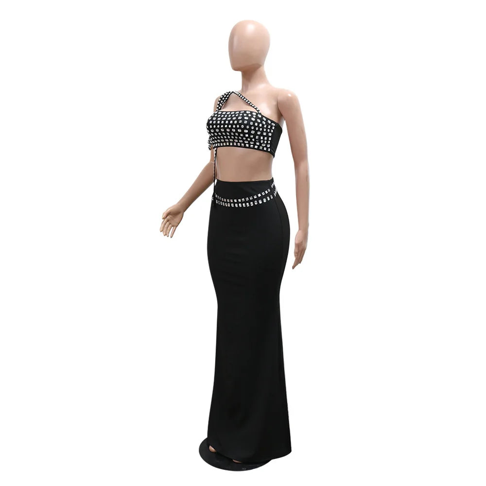 Dasani Rhinestone Top and Long Skirts Sets