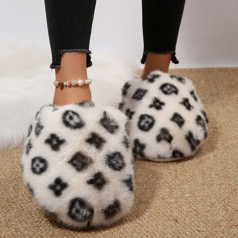 New Fluffy Luxury Designer Home Casual Fuzzy Shoes for Women