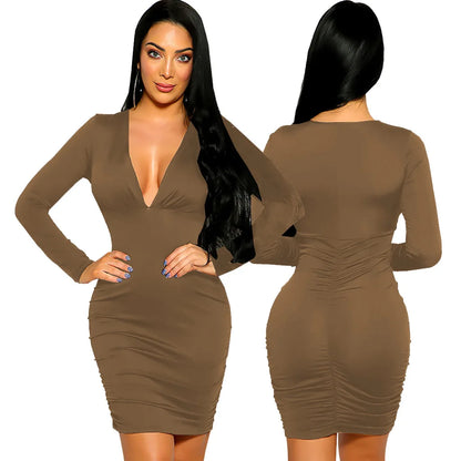 Deep V-neck Women Dresses