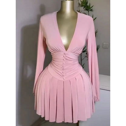 Latest Lantern Sleeve Button Daily A Line Dresses