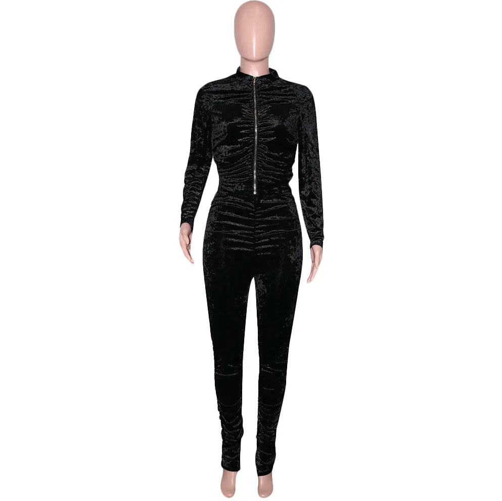 New Winter Fashion Zipper Tops + Slim Pencil Pant Sets