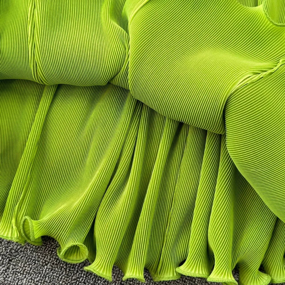 Stand Collar Lace Up Ruffles Boho Dresses