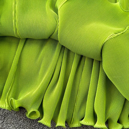 Stand Collar Lace Up Ruffles Boho Dresses