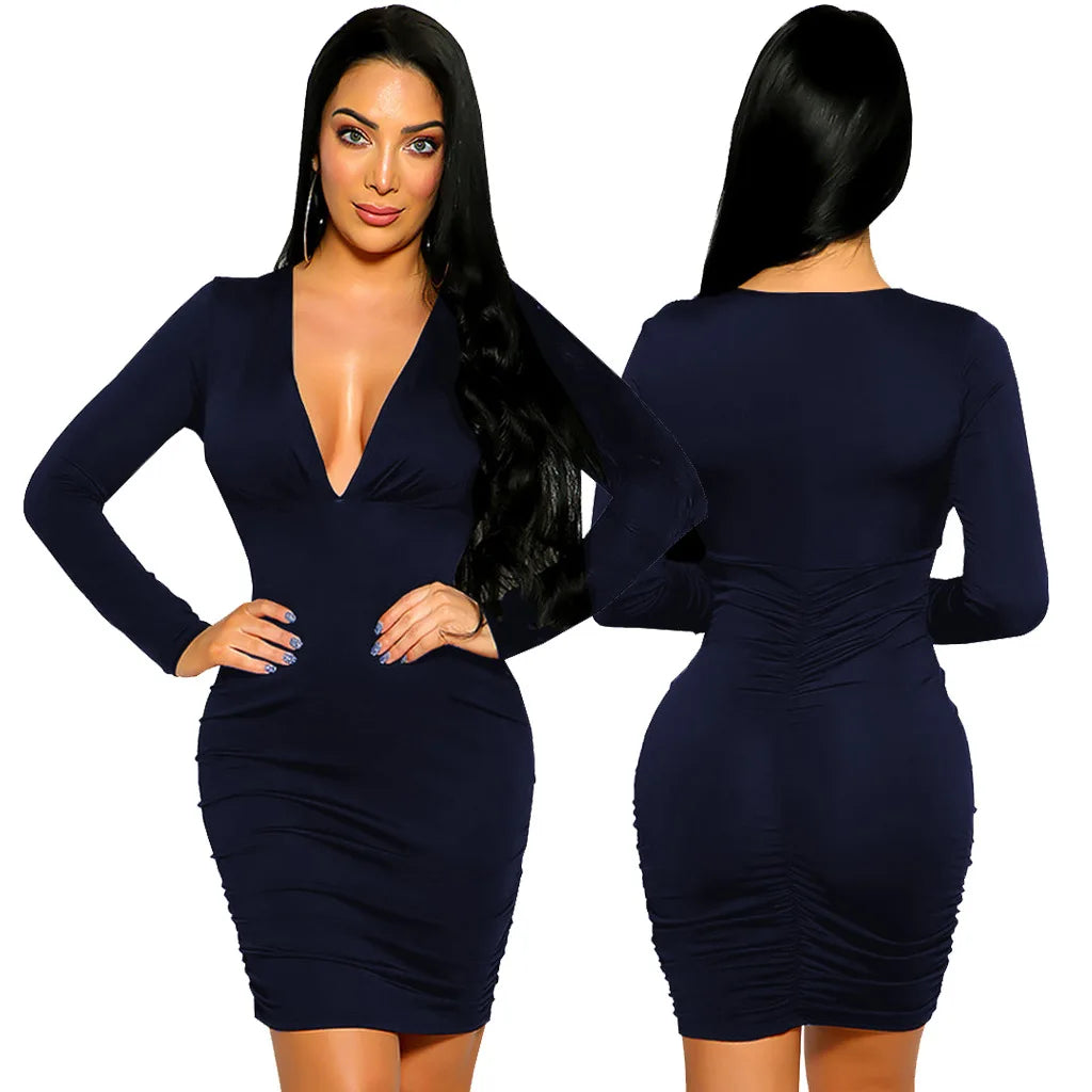 Deep V-neck Women Dresses