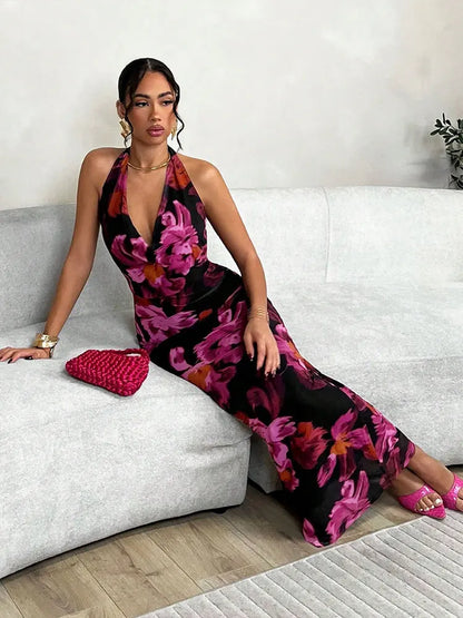 New Print Sleeveless Lady Elegant Mesh Dresses