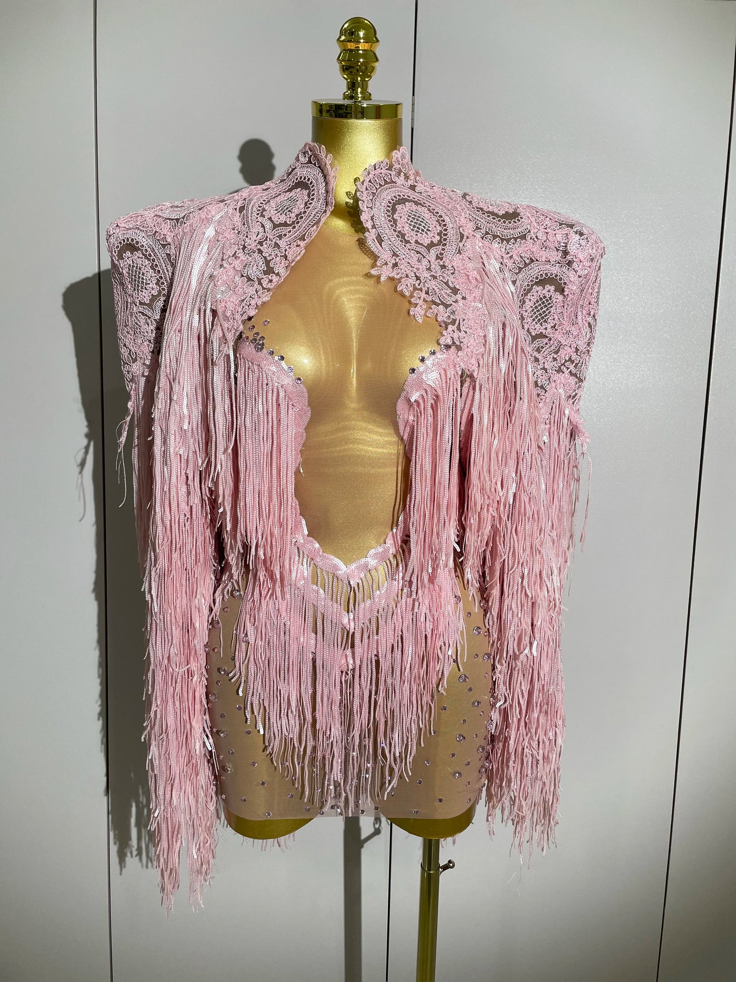 Luxury Sparkly Rhinestone Sequin Tassel Coat + Dress