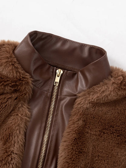 Crop Jacket + Elastic Zipper Waist Mini Skirt Sets