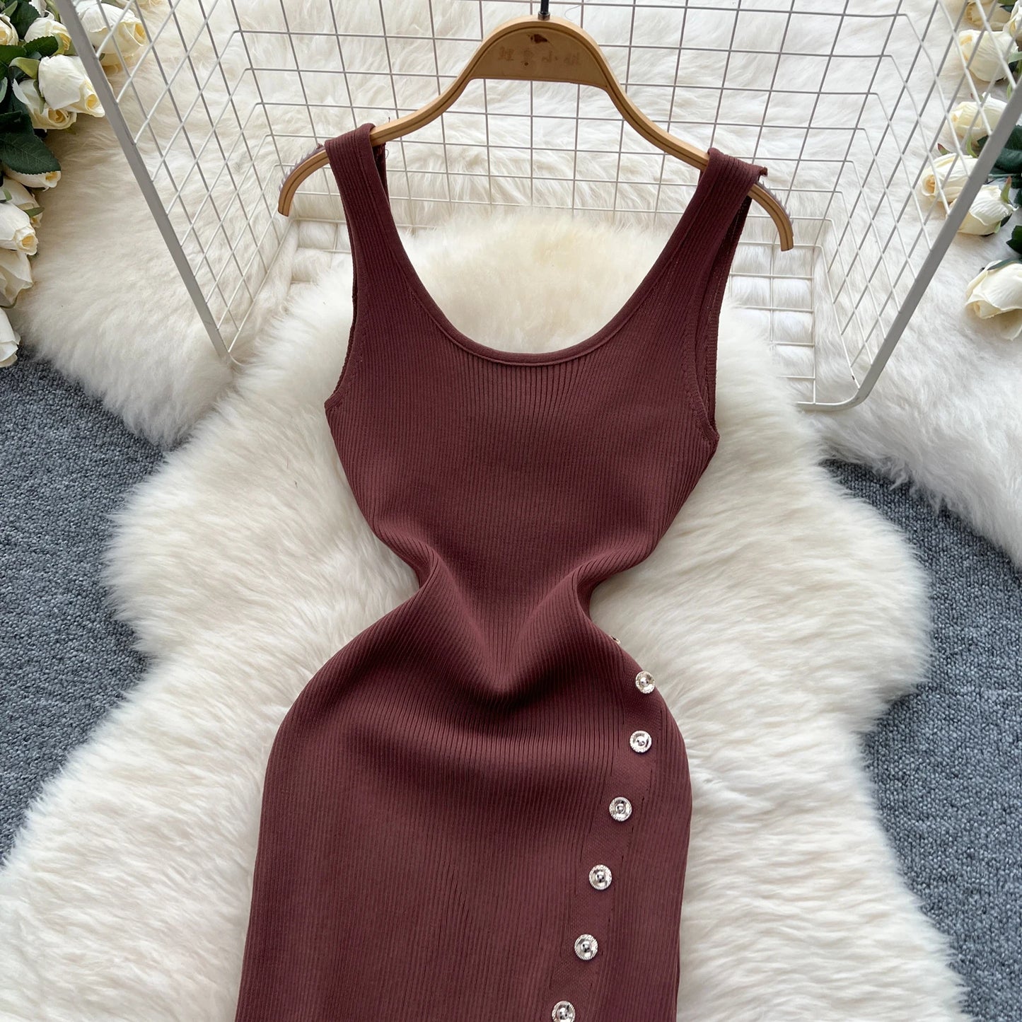 New Elastic Knitted Maxi Dresses