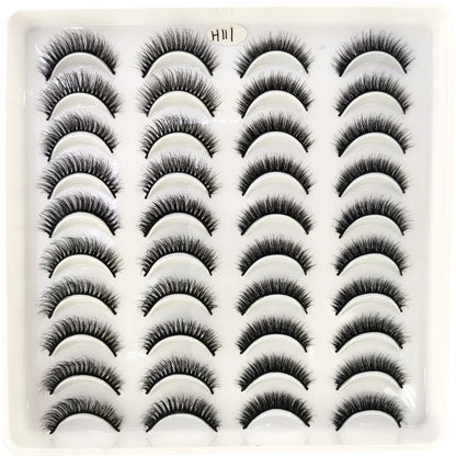 20 Pairs Natural long 3D Mink False Short Eyelashes
