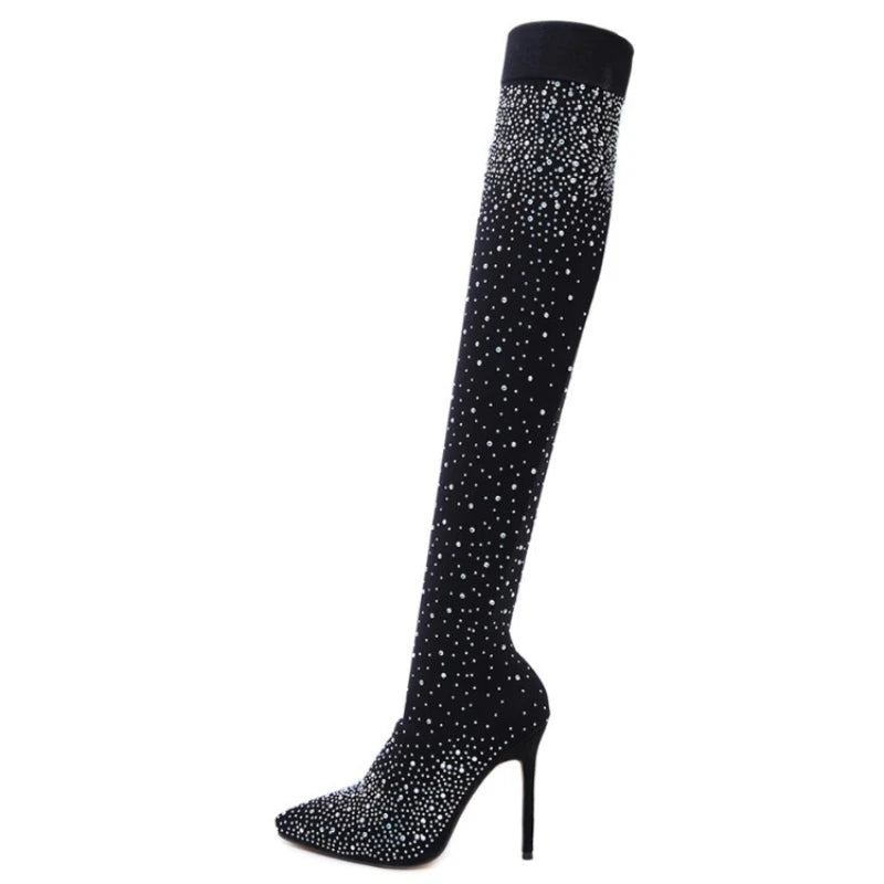 Deana Stretch Sock Boots (Rhinestone )