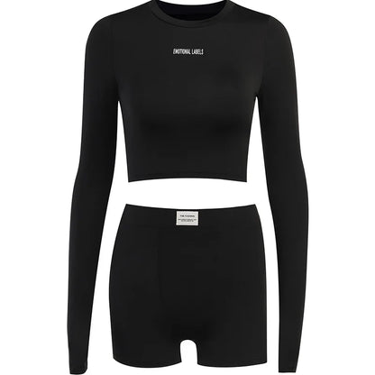 Round Neck Long Sleeved 3/4 + Shorts Sets