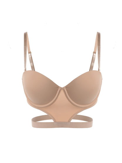 Stylish undertone beautiful back half cup smooth and exposed waist slim waist big exposed back push up bra