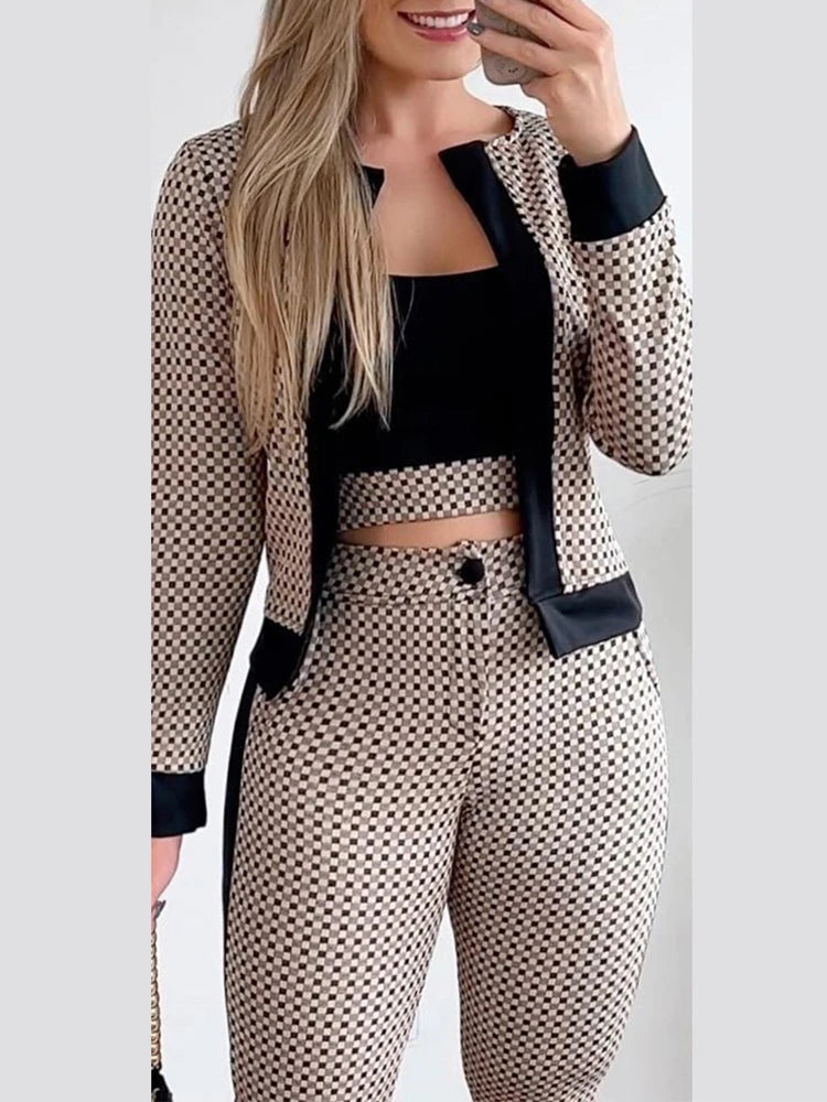 Vanessa Crop Top & Pants Set With Coat