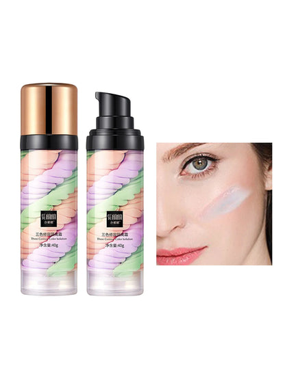 Three Color Press Release Cream Concealer Makeup (Facial base, brightening cream)