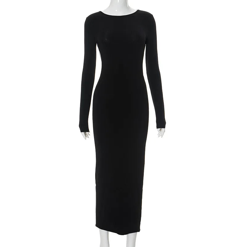 Joanna O-Neck Long Sleeve Backless Body-Shaping (Clubwear)