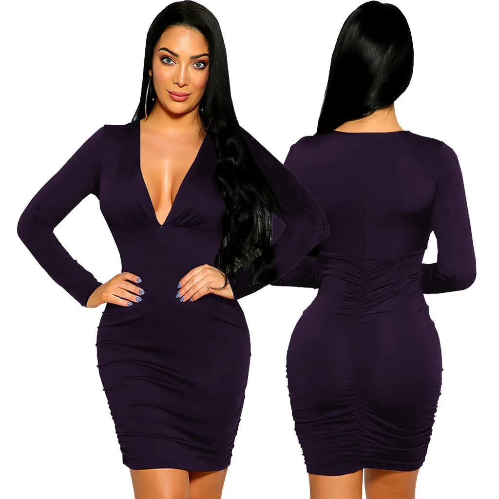 Deep V-neck Women Dresses