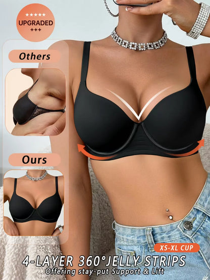 Jelly UnderWire Push Up Bra For Women Plus Size Anti-Sagging Bralette Comfortable Lingerie
