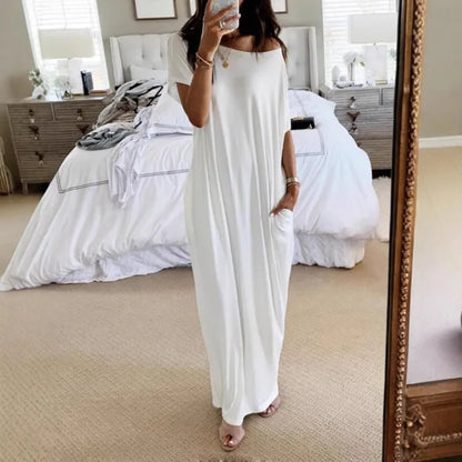 Beach Outfits Pockets Casual Vintage Maxi Dresses