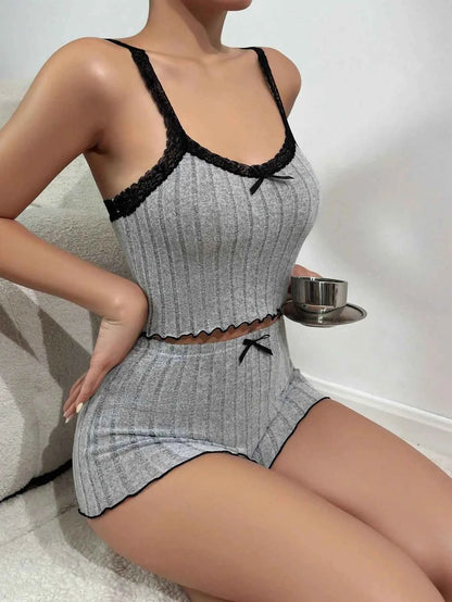 Homewear Crop Tops + Shorts Pajama Loungewear