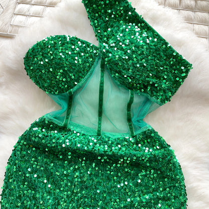 Glamour Off-Shoulder Sequin Dresses