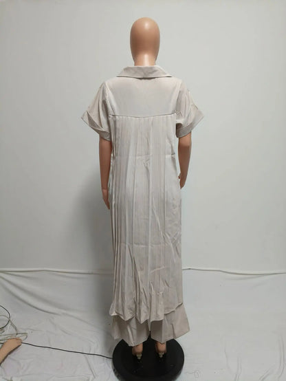 Elegant Long Trench and Pants Outfits (2 pcs.)