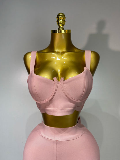 Luxury Bandage Crop Top + Pant Set  ﻿