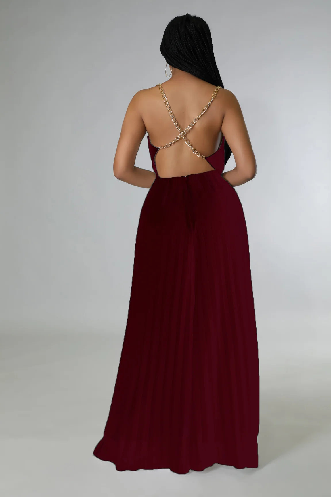 Kannia High-end Pleated Backless Wide-leg Jumpsuit